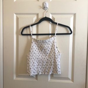 Forever 21 White Floral Smocked Cropped Cami